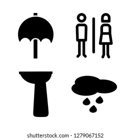 shower icon set about bathroom, washbasin, rains and rain vector set