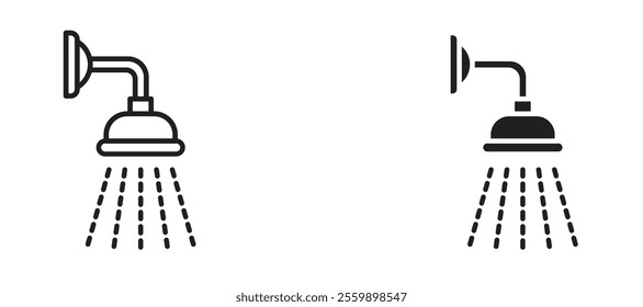 Shower Icon set in black color for ui designs