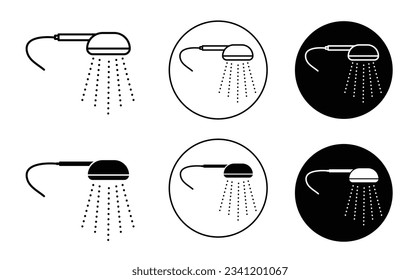 shower icon set. shower head vector symbol in black filled and outlined style. suitable for mobile app, and website UI design.