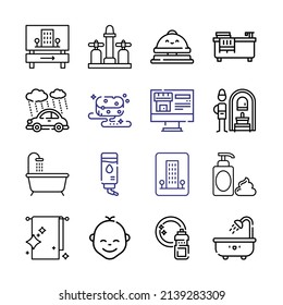 shower Icon Set with line icons. Modern Thin Line Style. Suitable for Web and Mobile Icon. Vector illustration EPS 10.