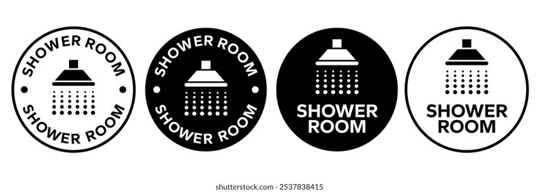 Shower icon set on white background. Shower bathroom badge, logo, label, sticker, sign. Vector Illustration