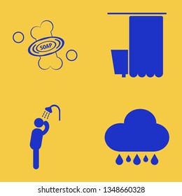 shower icon set with soap, rain and bathroom vector illustration