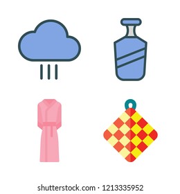 shower icon set. vector set about shampoo, rain, towel and bathrobe icons set.
