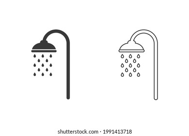 Shower icon set vector, filled flat sign, solid pictogram isolated on white. Symbol, logo illustration