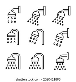 Shower Icon Set Vector Sign And Symbols On Trendy Design.