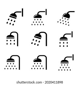 Shower Icon Set Vector Sign And Symbols On Trendy Design.