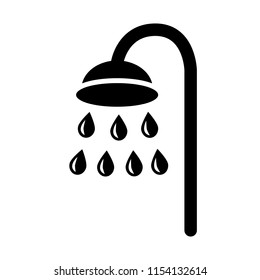 shower icon, simple black flat vector clip art with water drops