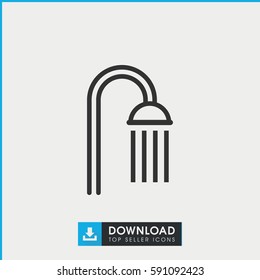 shower icon. Simple outline shower vector icon. On white background.