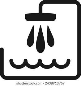 forma cuadrada del icono de la ducha. fondo blanco aislado negro
