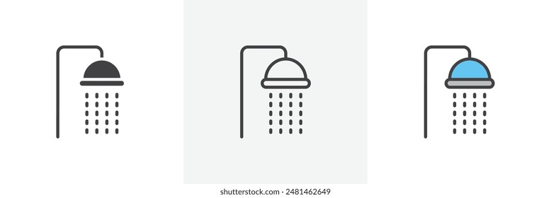Shower icon symbol collection on white background.
