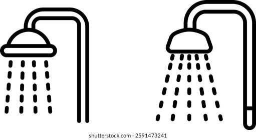 "Shower Icon – Symbol of Hygiene, Bathing, and Refreshing Water Flow"