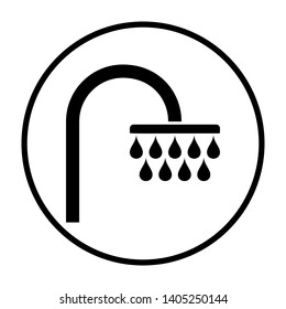Shower Icon. Thin Circle Stencil Design. Vector Illustration.