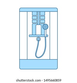 Icono de ducha. Línea Delgada Con Diseño De Relleno Azul. Ilustración vectorial.
