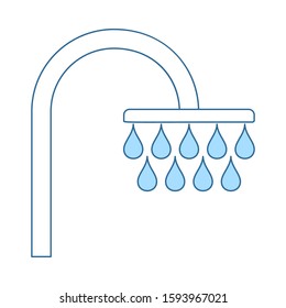 Shower Icon. Thin Line With Blue Fill Design. Vector Illustration.