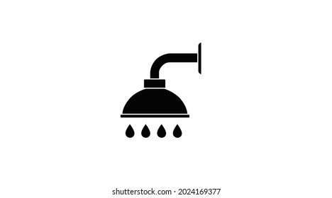 Shower Icon. Vector black and white editable flat illustration of a shower