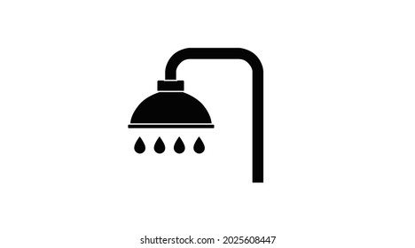 Icono de ducha. Ilustración plana modificable en blanco y negro de una ducha
