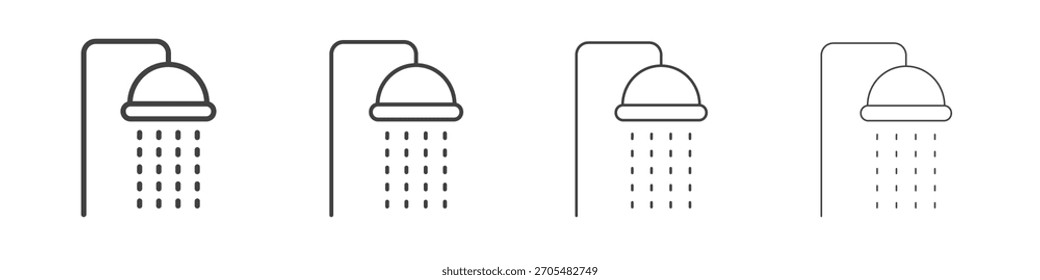 Coleção de vetor de ícone de chuveiro, modelo de logotipo de ilustração no estilo de traços editáveis de linha fina na moda.