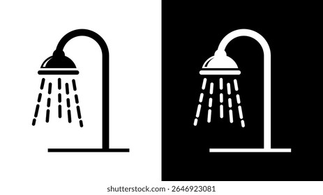 Ícone do chuveiro ilustração vetorial, símbolo do banho isolado, sinal do chuveiro, sinal do banheiro, vetor dos temas do banheiro e da higiene.