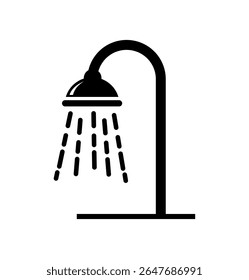 Shower icon vector illustration, bath icon, shower sign,  Symbol mark in filled style, Bathroom and Hygiene Themes design isolated. water sparing shower clipart design.