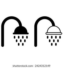 Ilustración vectorial de icono de ducha sobre fondo blanco.