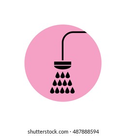 Shower icon vector illustration. Pink circle. Pink button