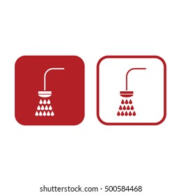 Shower icon vector illustration. Red and white