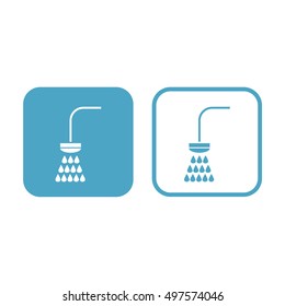 Shower icon vector illustration. White and blue