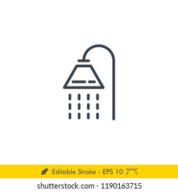 Shower Icon / Vector - In Line / Stroke Design
