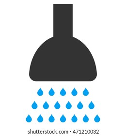 Shower icon. Vector style is bicolor flat iconic symbol, blue and gray colors, white background.