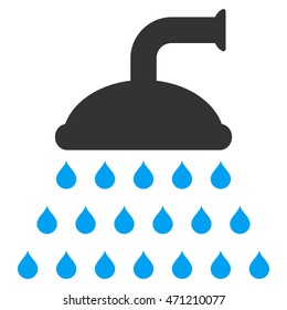 Shower icon. Vector style is bicolor flat iconic symbol, blue and gray colors, white background.