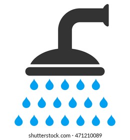 Shower icon. Vector style is bicolor flat iconic symbol, blue and gray colors, white background.