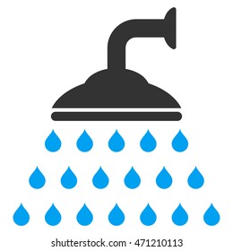 Shower icon. Vector style is bicolor flat iconic symbol, blue and gray colors, white background.