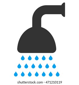 Shower icon. Vector style is bicolor flat iconic symbol, blue and gray colors, white background.
