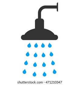 Shower icon. Vector style is bicolor flat iconic symbol, blue and gray colors, white background.