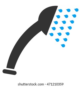 Shower icon. Vector style is bicolor flat iconic symbol, blue and gray colors, white background.