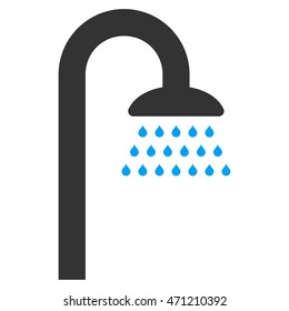 Shower icon. Vector style is bicolor flat iconic symbol, blue and gray colors, white background.