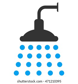Shower icon. Vector style is bicolor flat iconic symbol, blue and gray colors, white background.