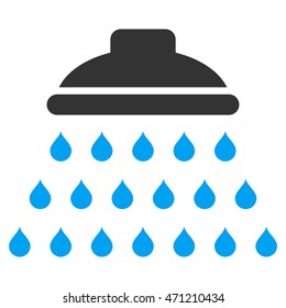 Shower icon. Vector style is bicolor flat iconic symbol, blue and gray colors, white background.