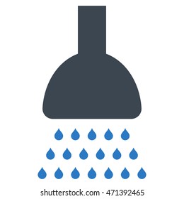 Shower icon. Vector style is bicolor flat iconic symbol, smooth blue colors, white background.
