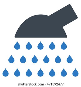 Shower icon. Vector style is bicolor flat iconic symbol, smooth blue colors, white background.