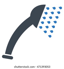 Shower icon. Vector style is bicolor flat iconic symbol, smooth blue colors, white background.