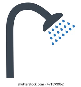 Shower icon. Vector style is bicolor flat iconic symbol, smooth blue colors, white background.