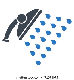 Shower icon. Vector style is bicolor flat iconic symbol, smooth blue colors, white background.