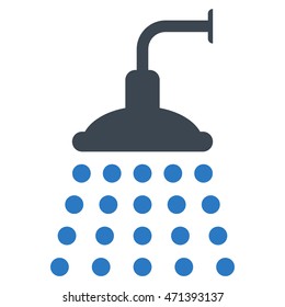 Shower icon. Vector style is bicolor flat iconic symbol, smooth blue colors, white background.