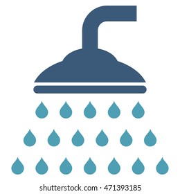 Shower icon. Vector style is bicolor flat iconic symbol, cyan and blue colors, white background.