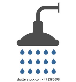 Shower icon. Vector style is bicolor flat iconic symbol, cobalt and gray colors, white background.