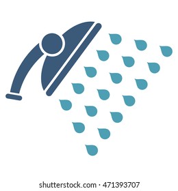 Shower icon. Vector style is bicolor flat iconic symbol, cyan and blue colors, white background.