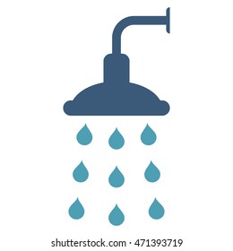 Shower icon. Vector style is bicolor flat iconic symbol, cyan and blue colors, white background.
