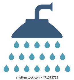 Shower icon. Vector style is bicolor flat iconic symbol, cyan and blue colors, white background.