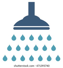 Shower icon. Vector style is bicolor flat iconic symbol, cyan and blue colors, white background.